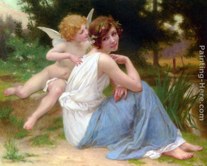 Cupid and Psyche painting - Guillaume Seignac Cupid and Psyche art painting
